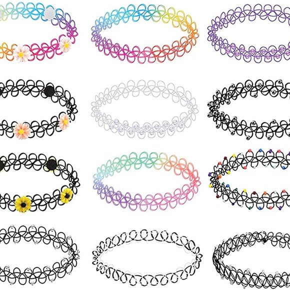 Choker Necklace Set Henna Tattoo Set of 12 - Picture 6 of 6